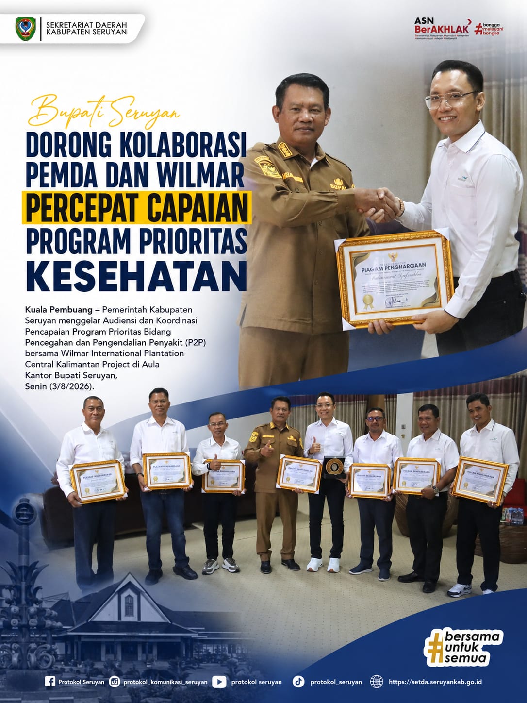 Bupati Seruyan Dorong Kolaborasi Pemda dan Wilmar Percepat Capaian Program Prioritas Kesehatan
