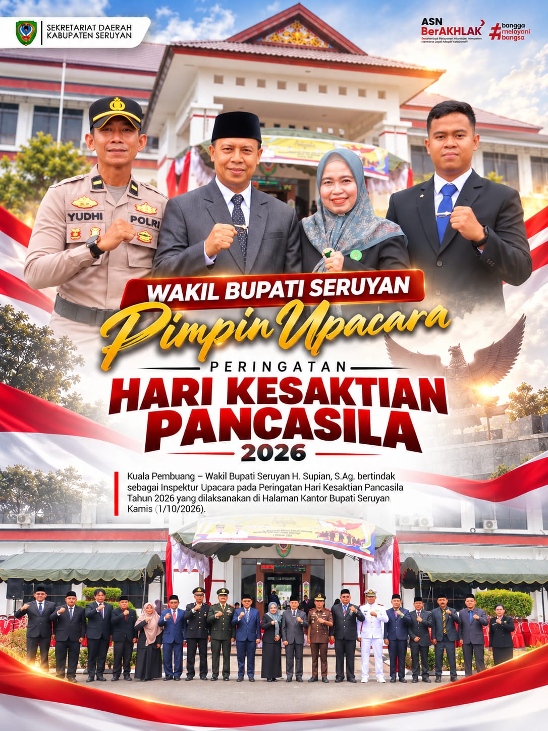 Wakil Bupati Seruyan Pimpin Upacara Peringatan Hari Kesaktian Pancasila 2026